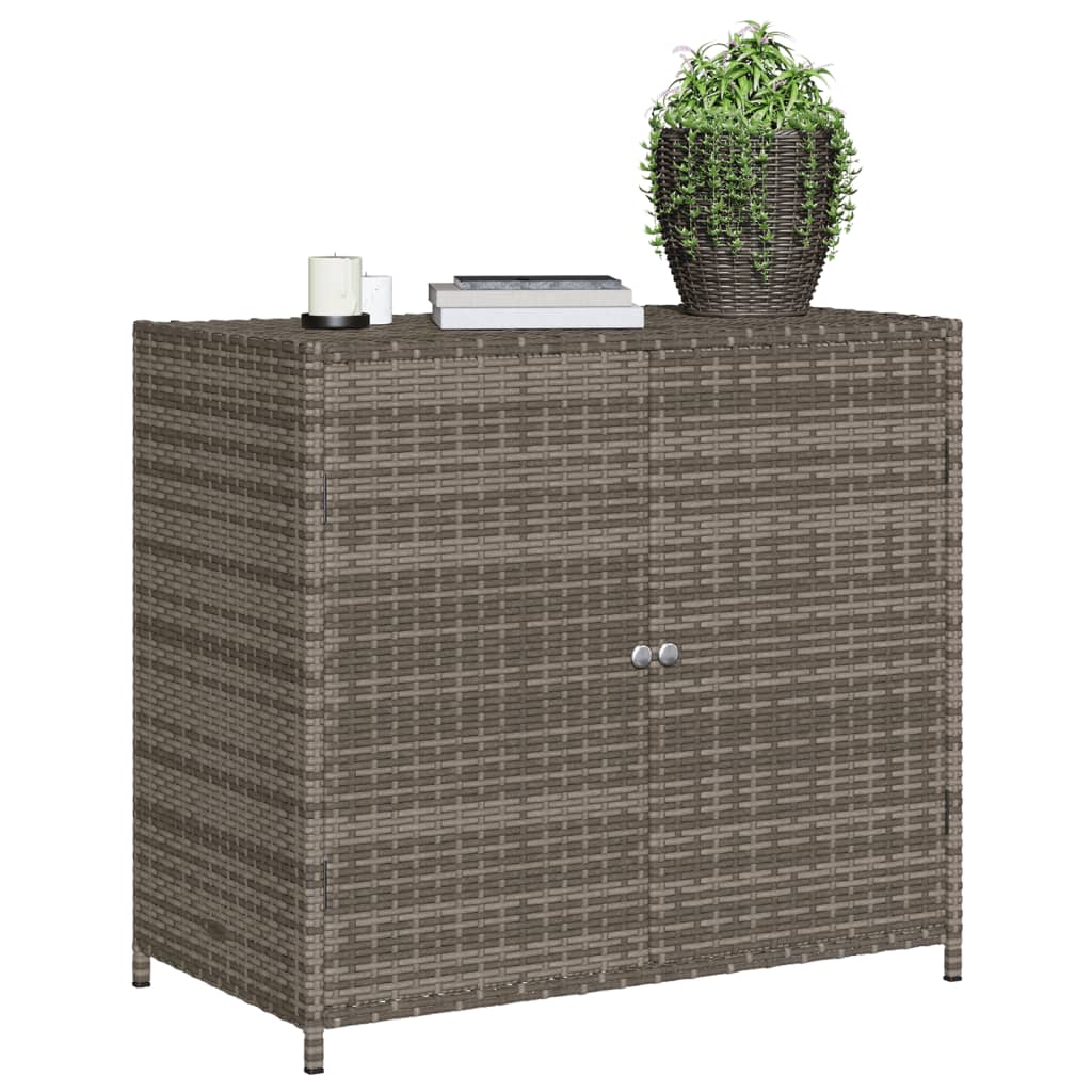 Tuinkast 83x45x76 cm poly rattan grijs - Afbeelding 4
