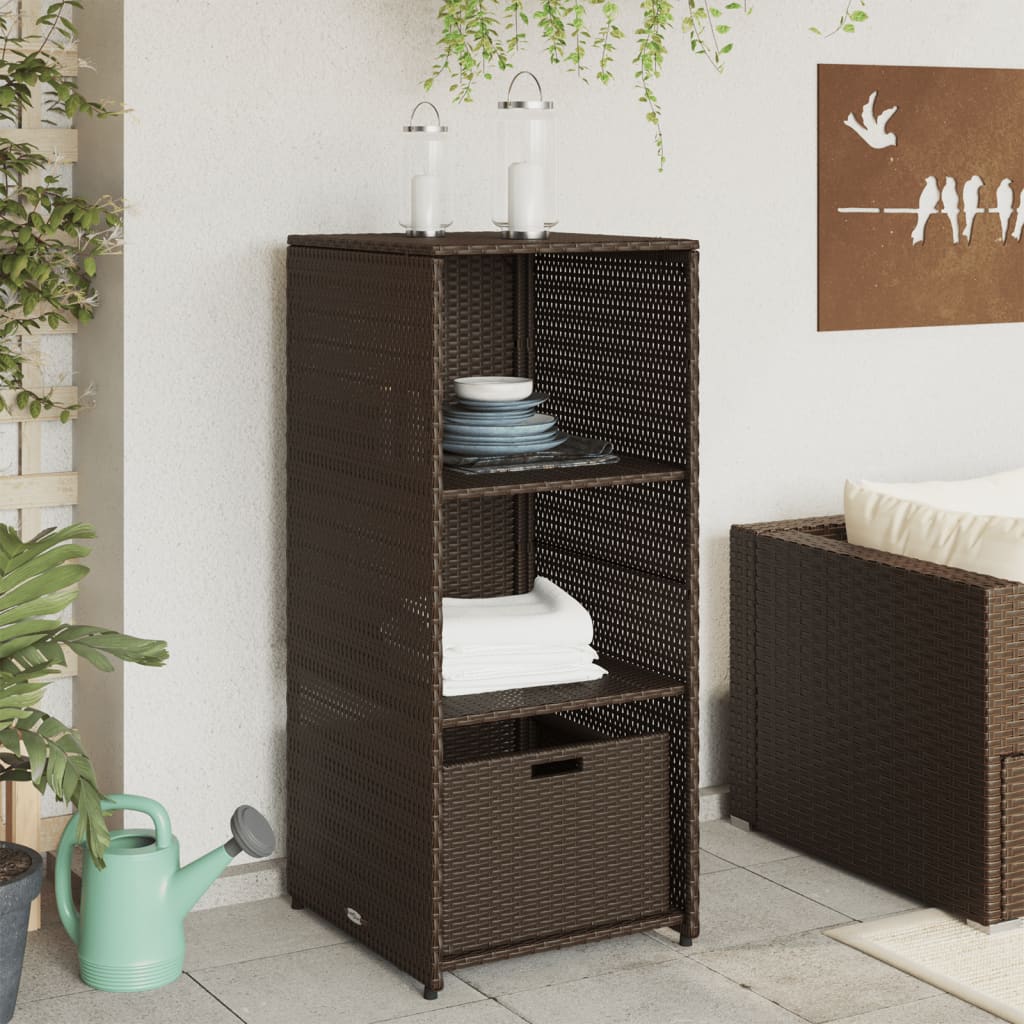 Tuinkast 50x55x115 cm poly rattan bruin - Afbeelding 3