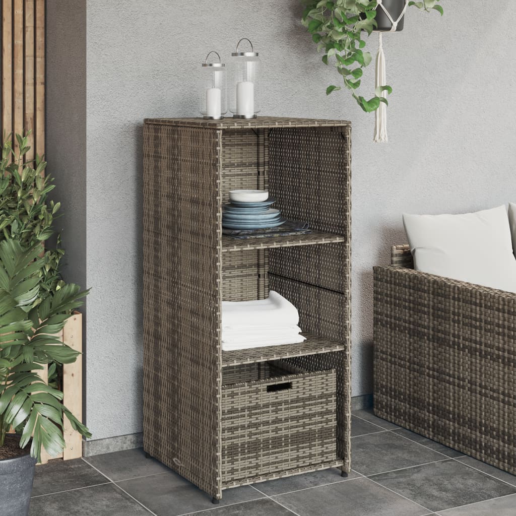 Tuinkast 50x55x115 cm poly rattan grijs - Afbeelding 3