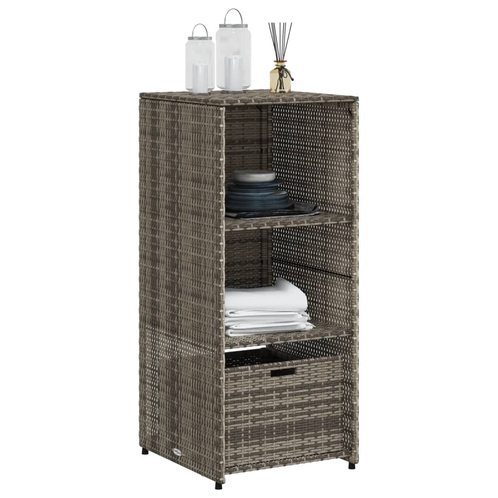 Tuinkast 50x55x115 cm poly rattan grijs - Afbeelding 4
