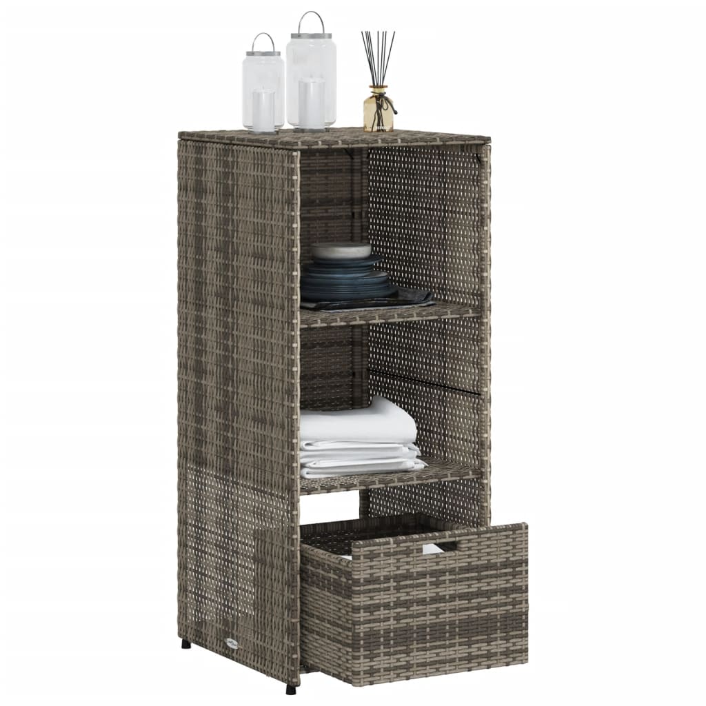 Tuinkast 50x55x115 cm poly rattan grijs - Afbeelding 5