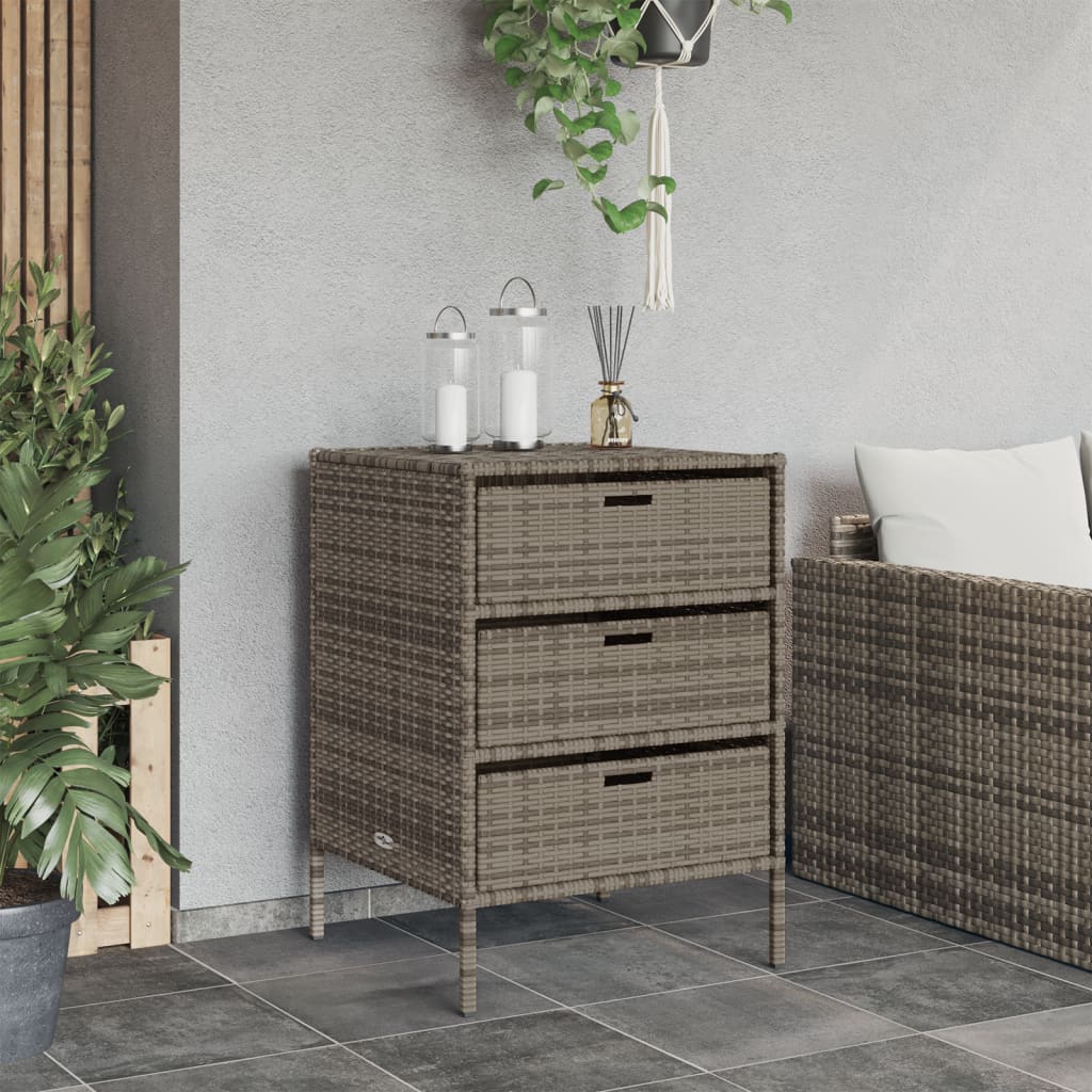 Tuinkast 55x59x80 cm poly rattan grijs - Afbeelding 3