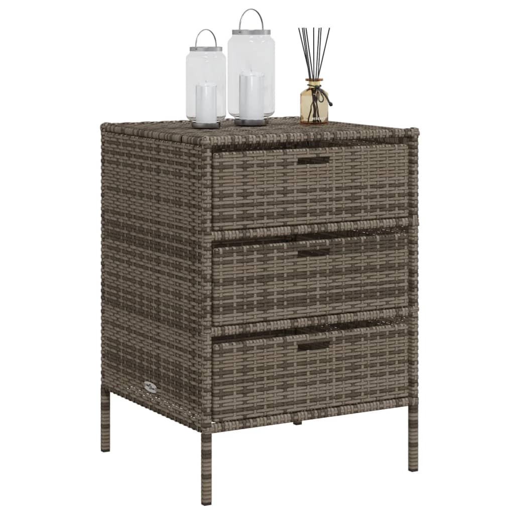 Tuinkast 55x59x80 cm poly rattan grijs - Afbeelding 4