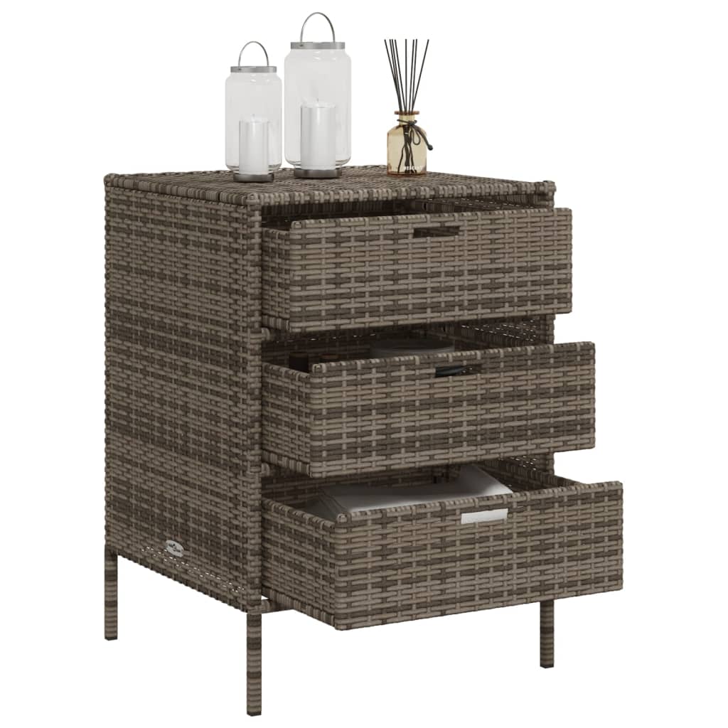 Tuinkast 55x59x80 cm poly rattan grijs - Afbeelding 5