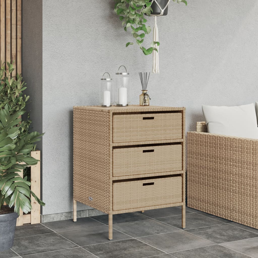 Tuinkast 55x59x80 cm poly rattan beige - Afbeelding 3