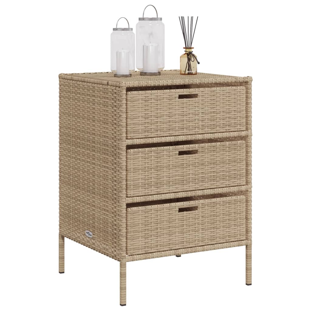 Tuinkast 55x59x80 cm poly rattan beige - Afbeelding 4