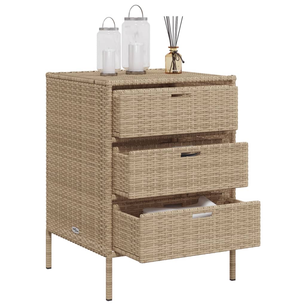 Tuinkast 55x59x80 cm poly rattan beige - Afbeelding 5