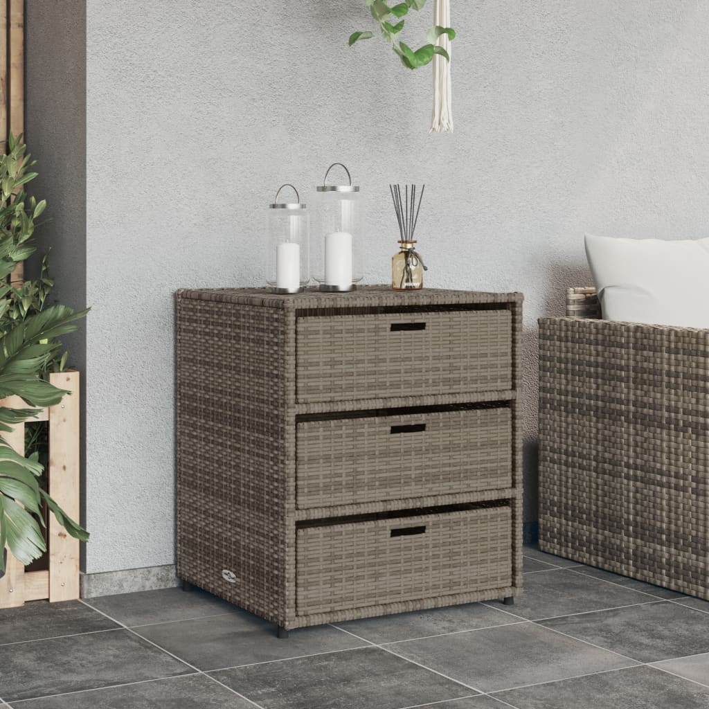 Tuinkast 55x59x69 cm poly rattan grijs - Afbeelding 3