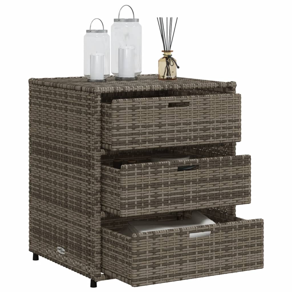 Tuinkast 55x59x69 cm poly rattan grijs - Afbeelding 5