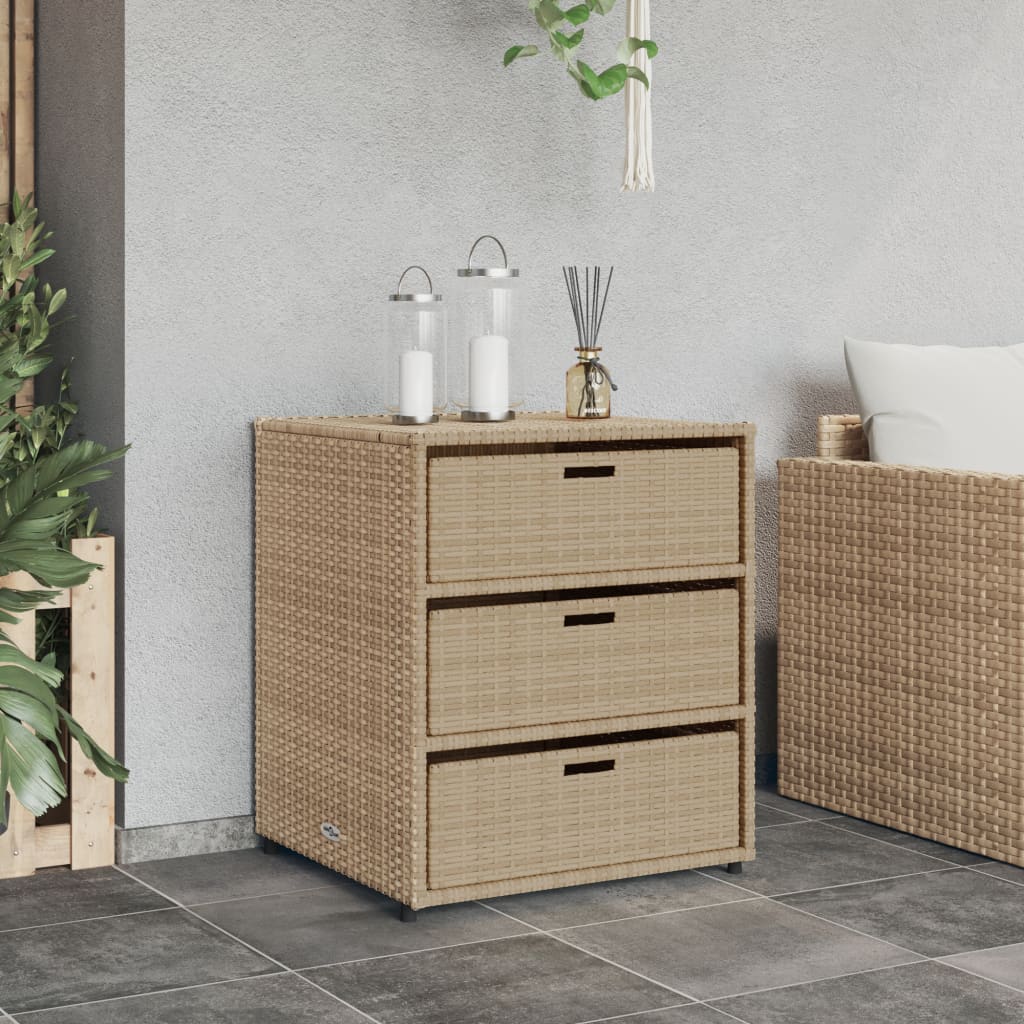Tuinkast 55x59x69 cm poly rattan beige - Afbeelding 3