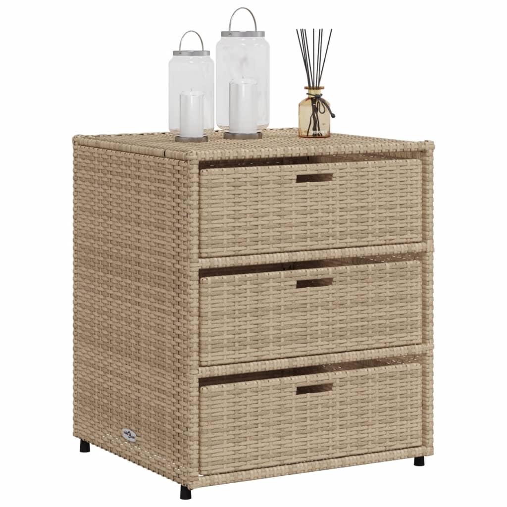 Tuinkast 55x59x69 cm poly rattan beige - Afbeelding 4