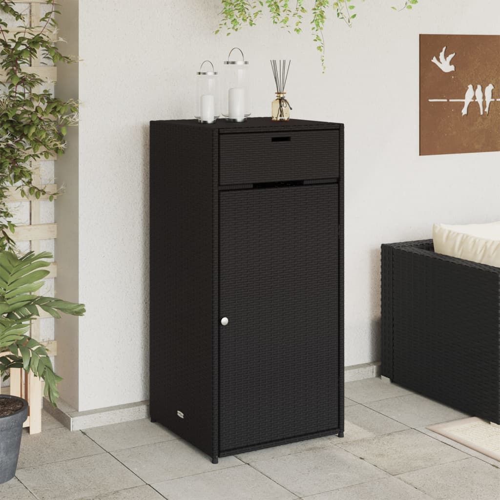 Tuinkast 55x55x111 cm poly rattan zwart - Afbeelding 3