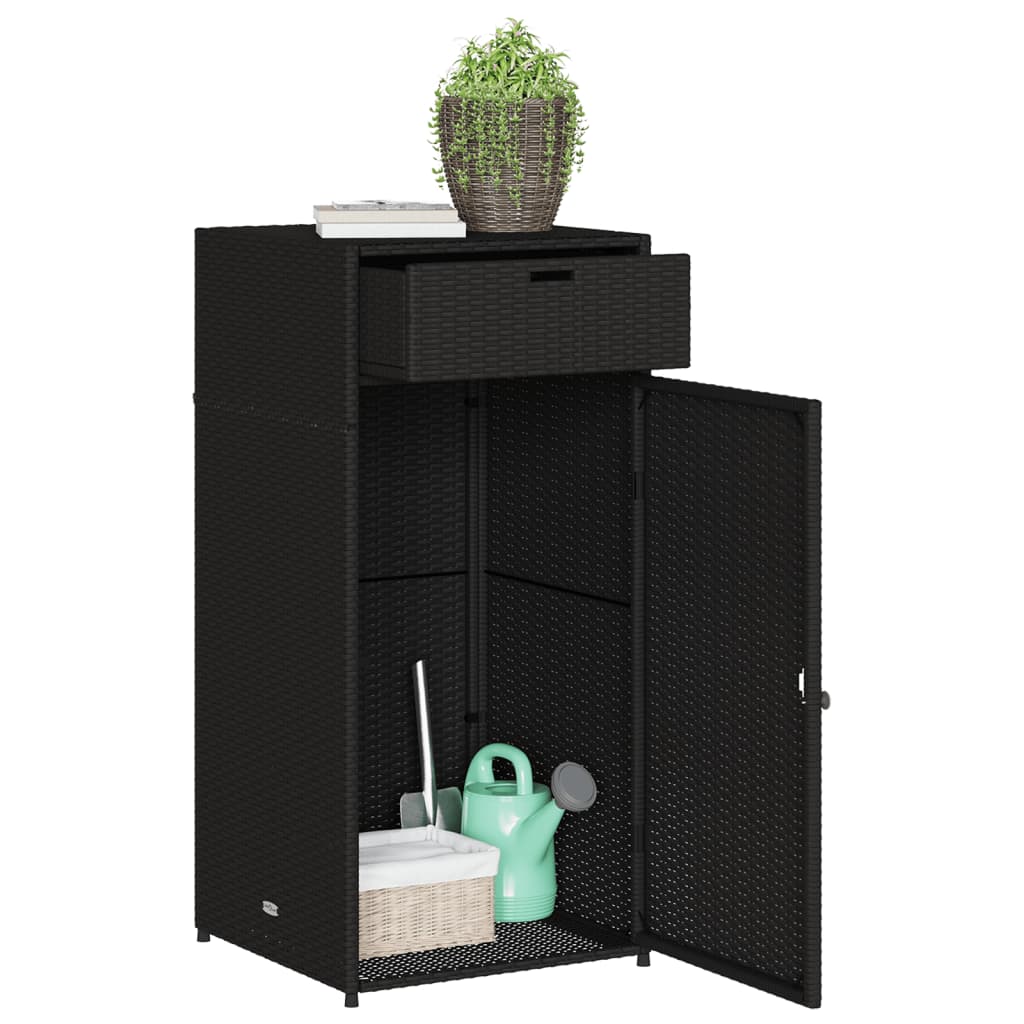 Tuinkast 55x55x111 cm poly rattan zwart - Afbeelding 5