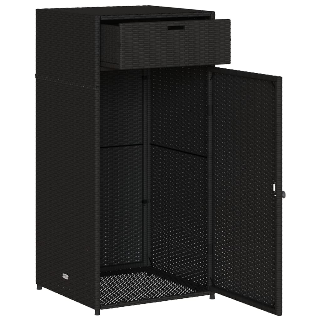 Tuinkast 55x55x111 cm poly rattan zwart - Afbeelding 6