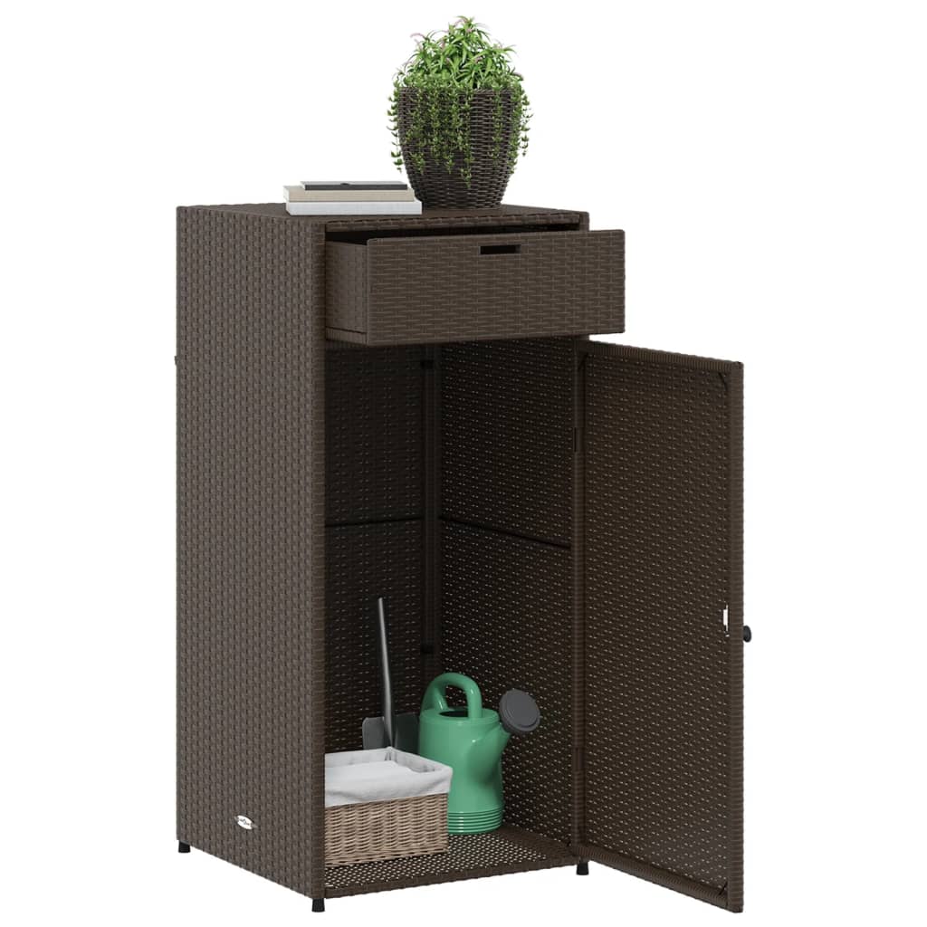 Tuinkast 55x55x111 cm poly rattan bruin - Afbeelding 5
