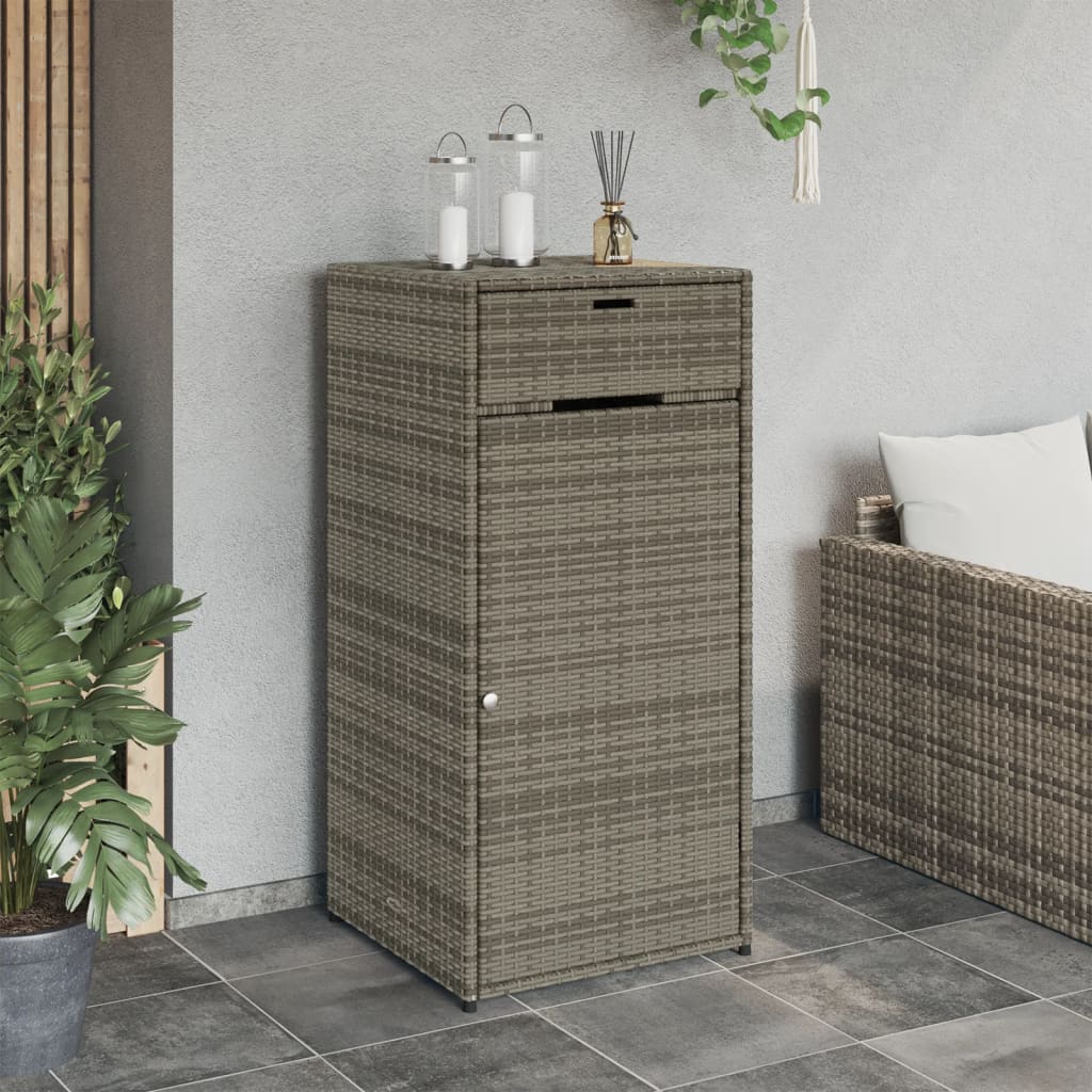 Tuinkast 55x55x111 cm poly rattan grijs - Afbeelding 3