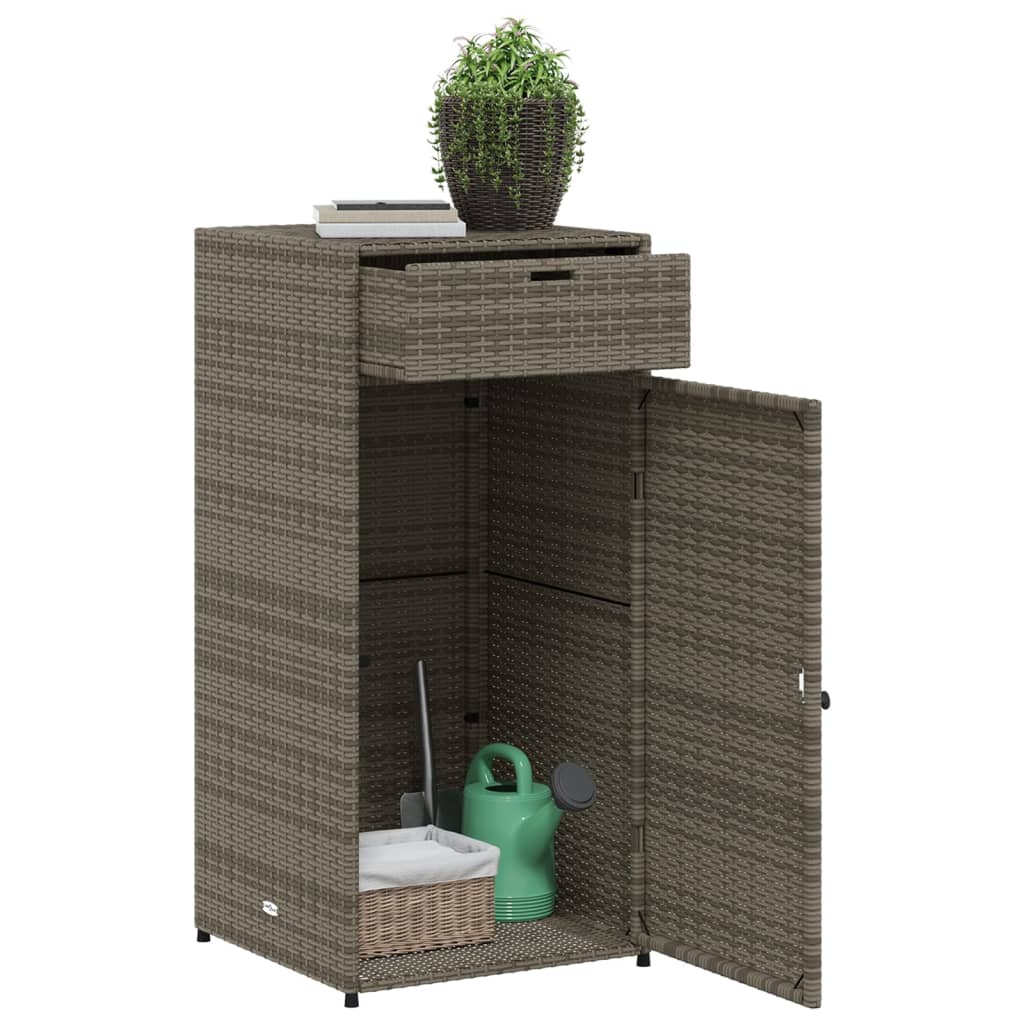 Tuinkast 55x55x111 cm poly rattan grijs - Afbeelding 5
