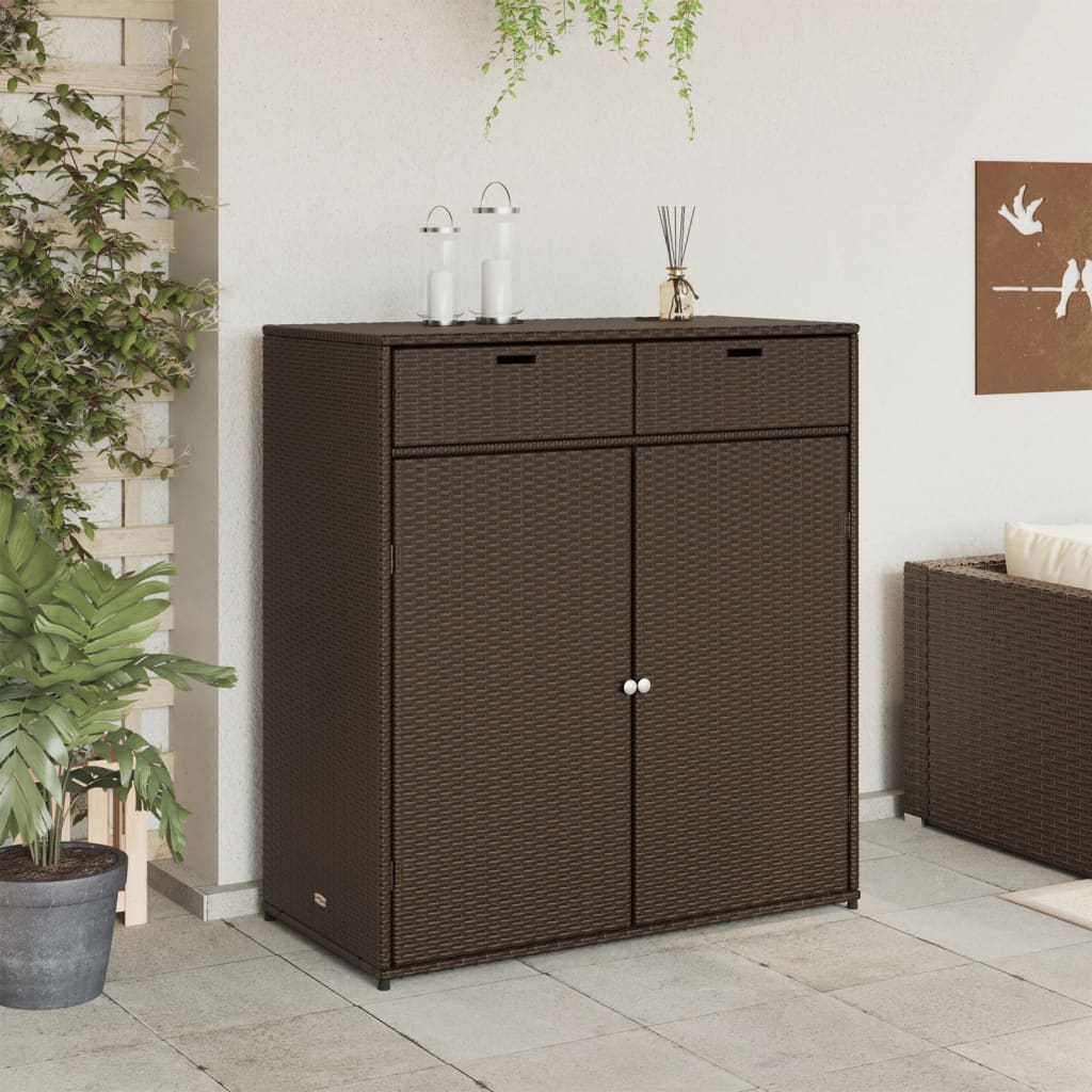 Tuinkast 105x55x113 cm poly rattan bruin - Afbeelding 3
