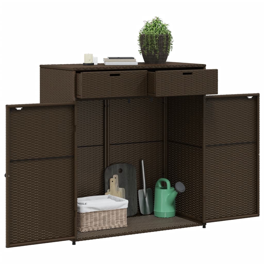 Tuinkast 105x55x113 cm poly rattan bruin - Afbeelding 5