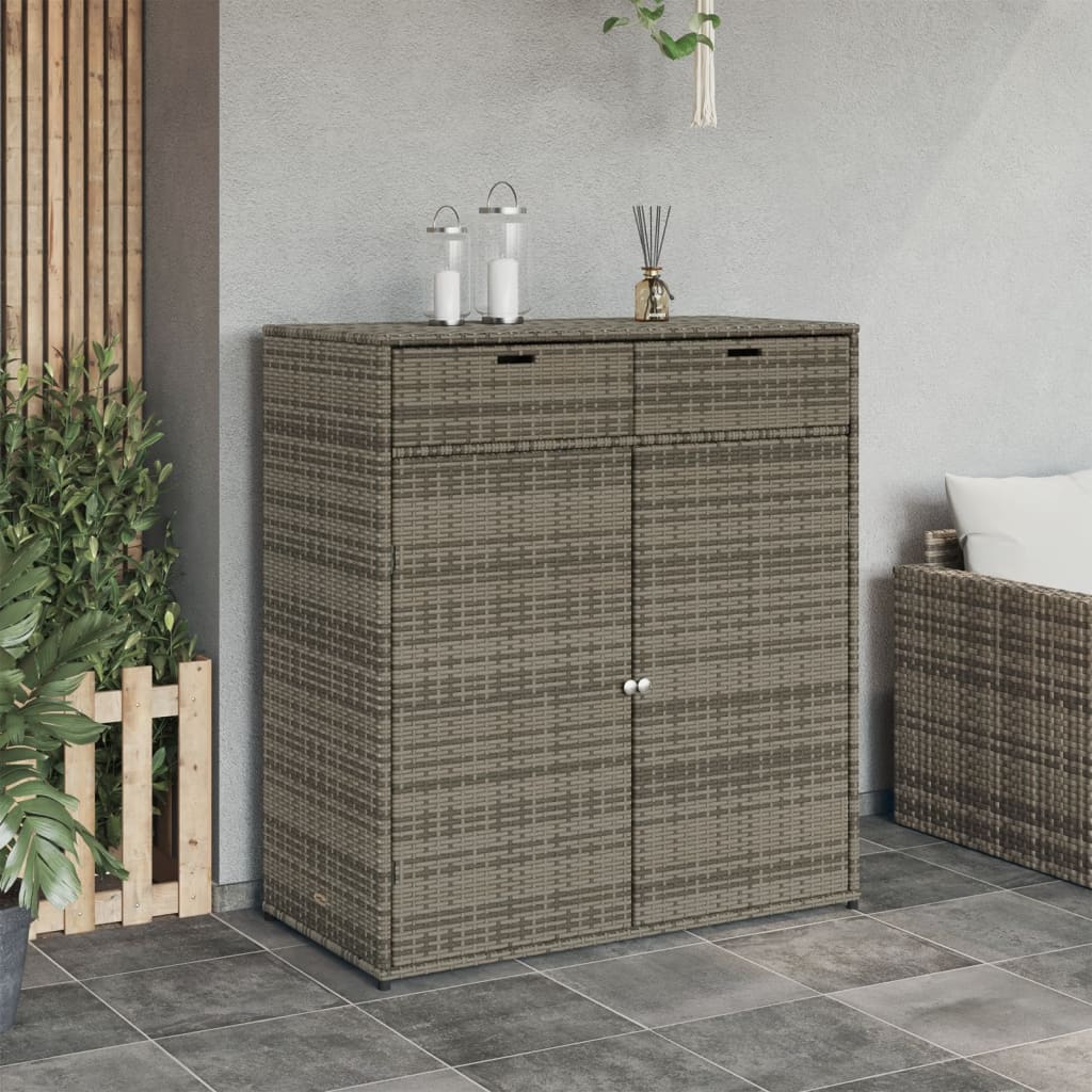 Tuinkast 105x55x113 cm poly rattan grijs - Afbeelding 3