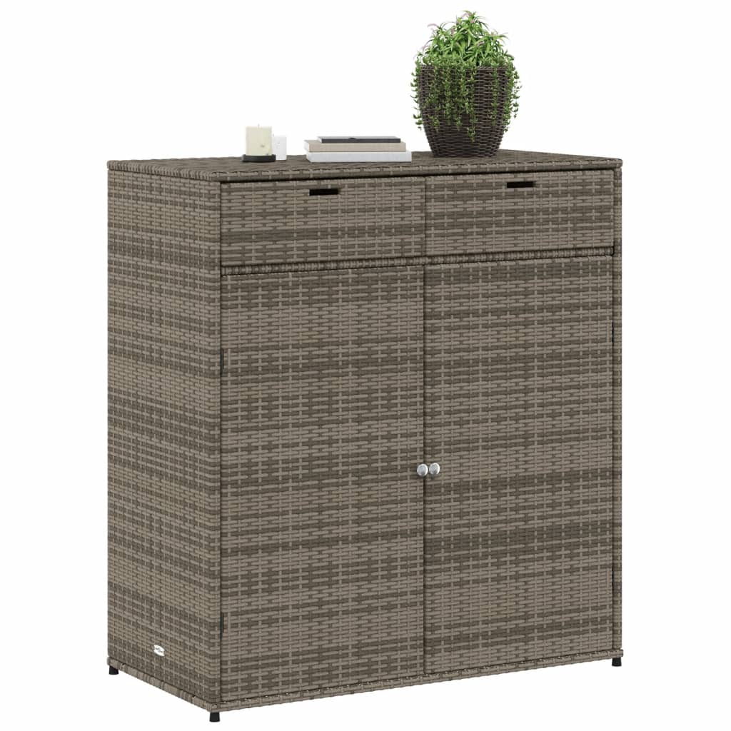 Tuinkast 105x55x113 cm poly rattan grijs - Afbeelding 4
