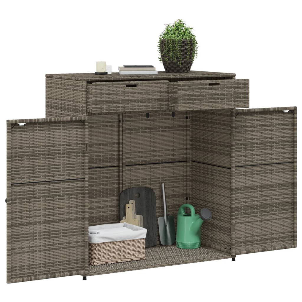 Tuinkast 105x55x113 cm poly rattan grijs - Afbeelding 5