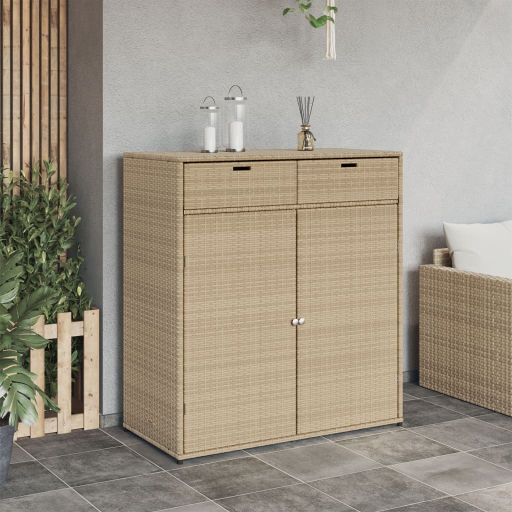 Tuinkast 105x55x113 cm poly rattan beige - Afbeelding 3