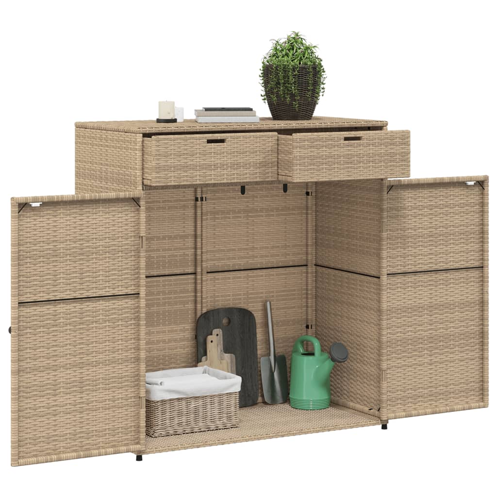 Tuinkast 105x55x113 cm poly rattan beige - Afbeelding 5