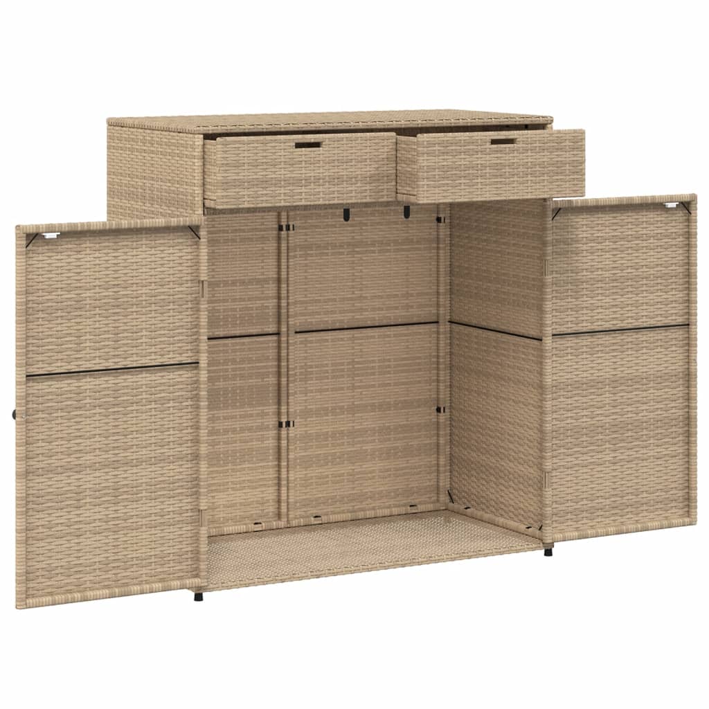 Tuinkast 105x55x113 cm poly rattan beige - Afbeelding 6