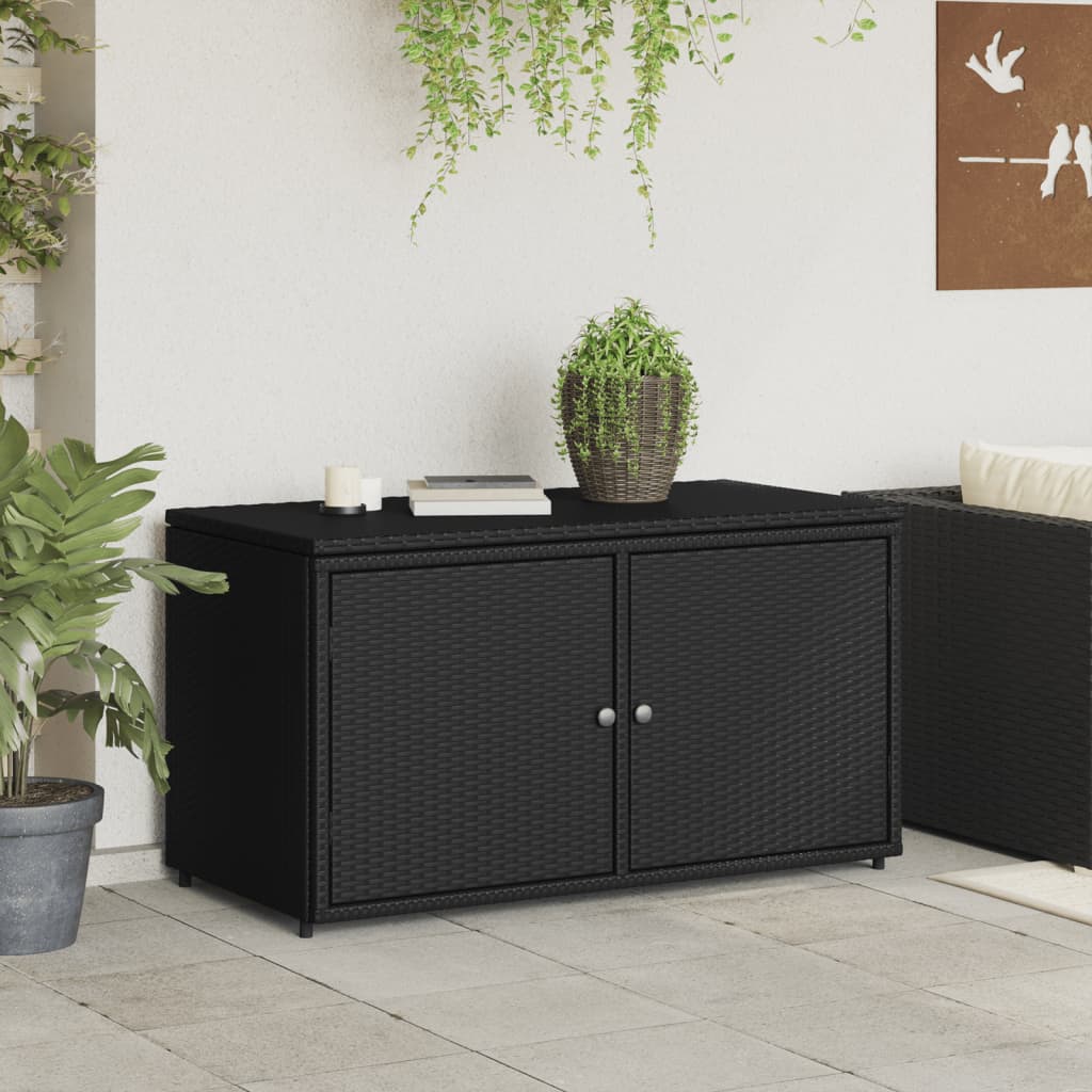 Tuinkast 110x55x60,5 cm poly rattan zwart - Afbeelding 3