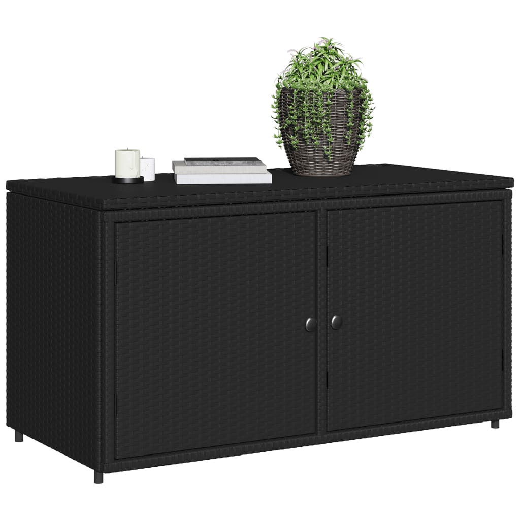 Tuinkast 110x55x60,5 cm poly rattan zwart - Afbeelding 4