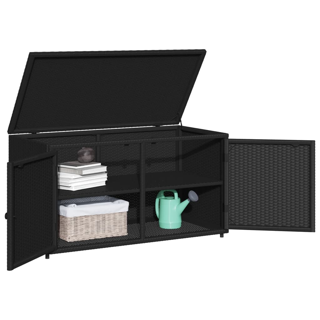 Tuinkast 110x55x60,5 cm poly rattan zwart - Afbeelding 5
