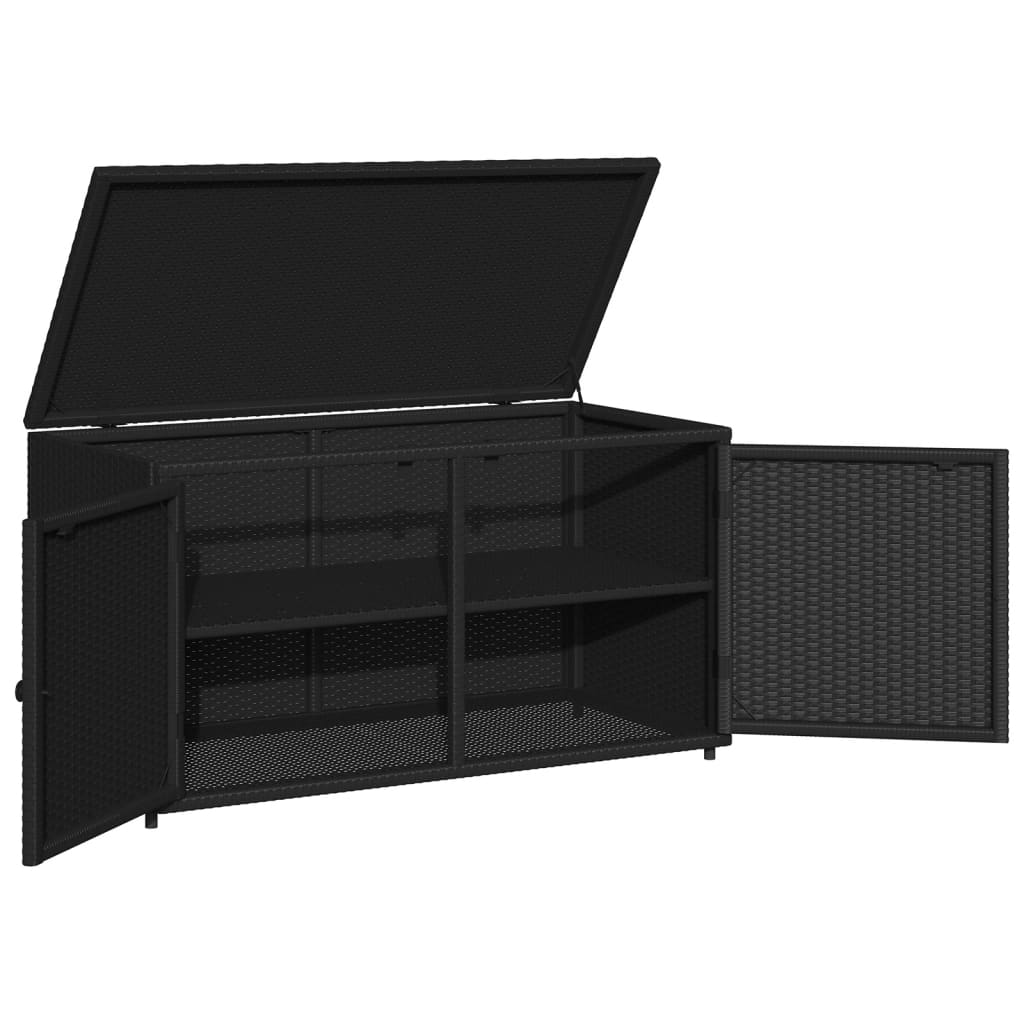 Tuinkast 110x55x60,5 cm poly rattan zwart - Afbeelding 6