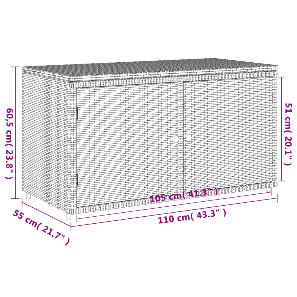 Tuinkast 110x55x60,5 cm poly rattan grijs - Afbeelding 11
