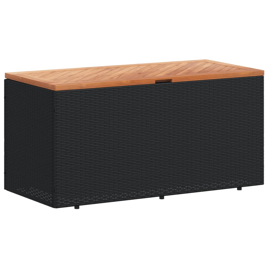 Tuinbox 110x50x54 cm poly rattan en acaciahout zwart - Afbeelding 2