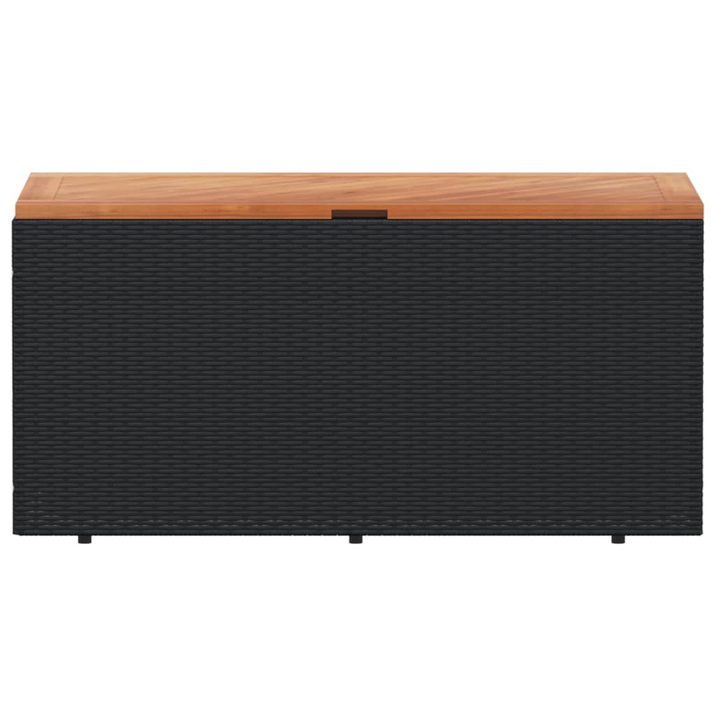 Tuinbox 110x50x54 cm poly rattan en acaciahout zwart - Afbeelding 4