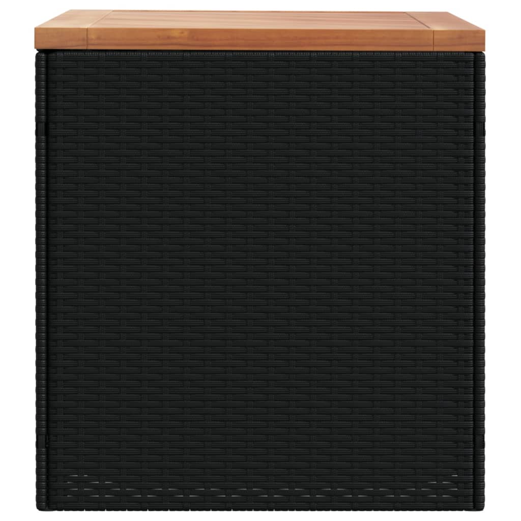 Tuinbox 110x50x54 cm poly rattan en acaciahout zwart - Afbeelding 5