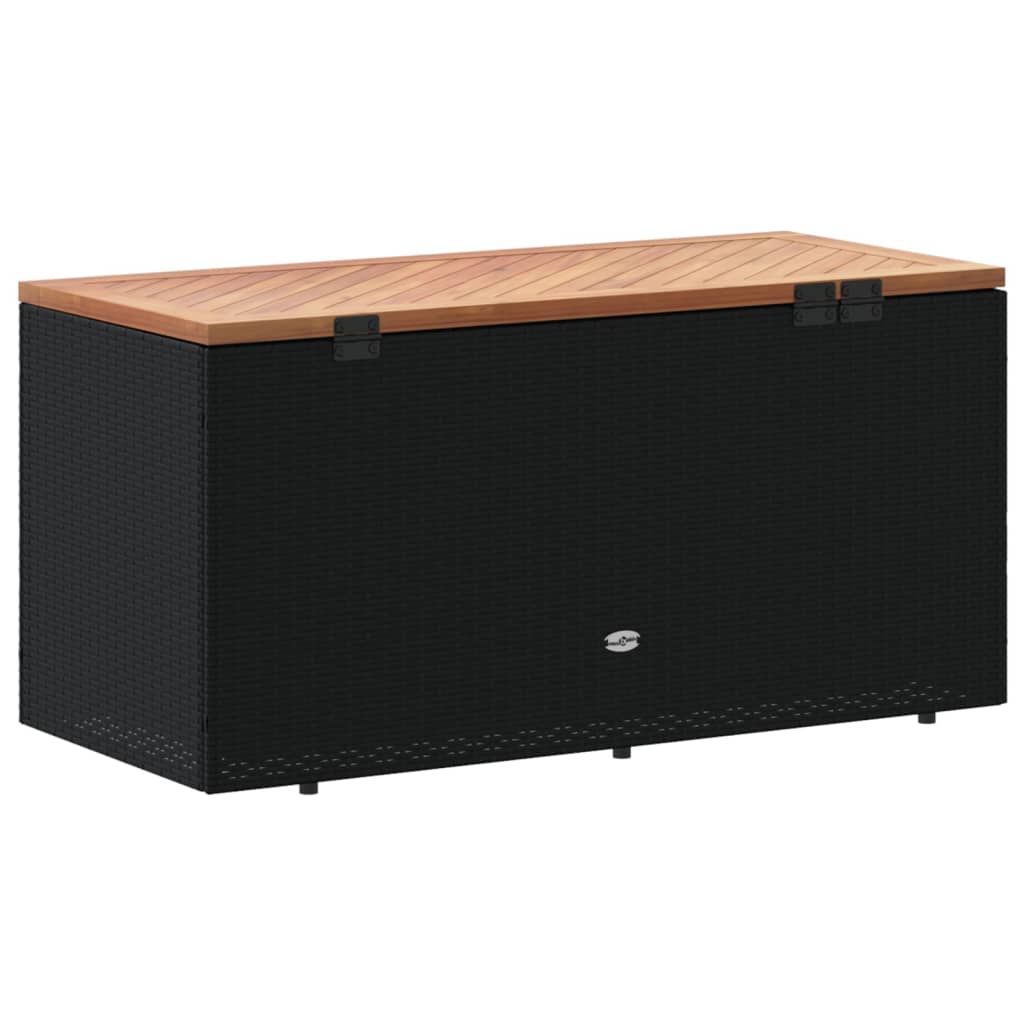 Tuinbox 110x50x54 cm poly rattan en acaciahout zwart - Afbeelding 6