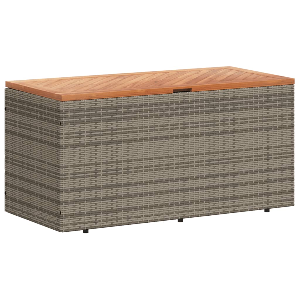 Tuinbox 110x50x54 cm poly rattan en acaciahout grijs - Afbeelding 2
