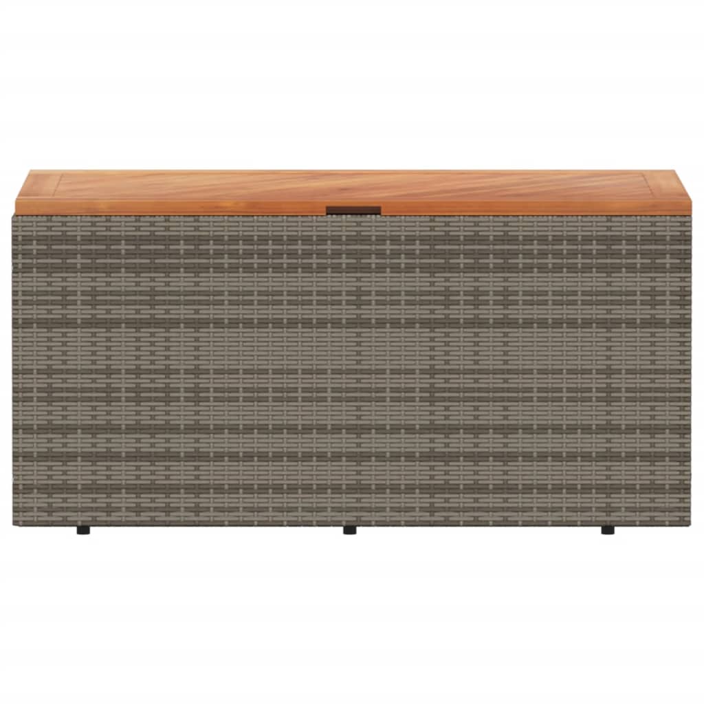 Tuinbox 110x50x54 cm poly rattan en acaciahout grijs - Afbeelding 4