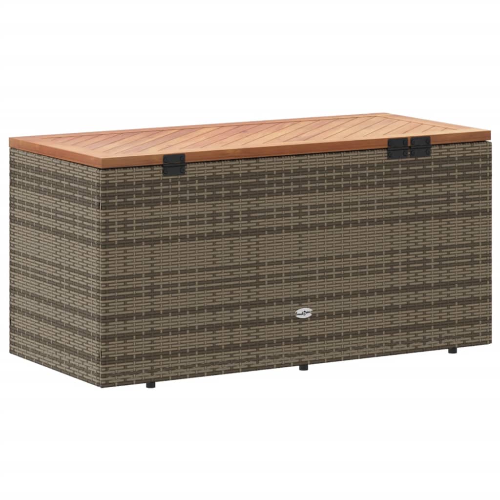 Tuinbox 110x50x54 cm poly rattan en acaciahout grijs - Afbeelding 6