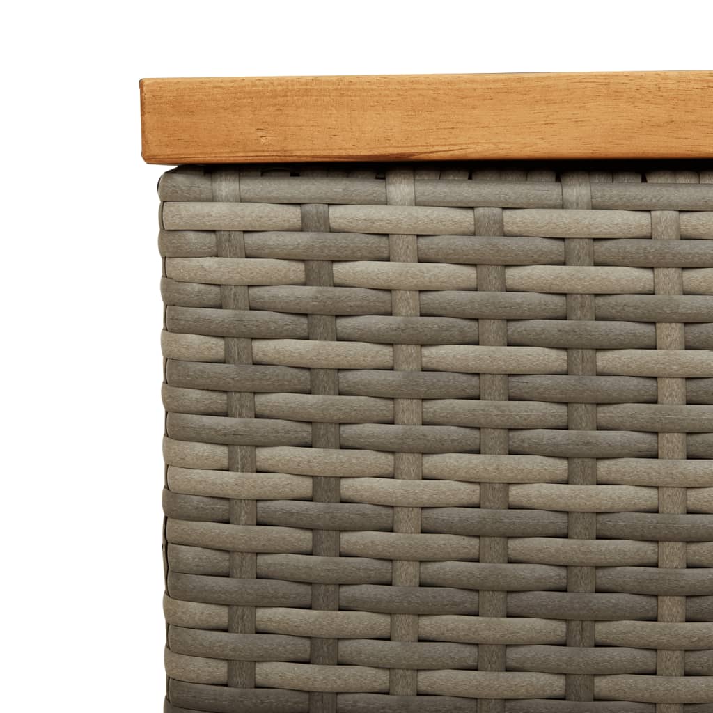 Tuinbox 110x50x54 cm poly rattan en acaciahout grijs - Afbeelding 9