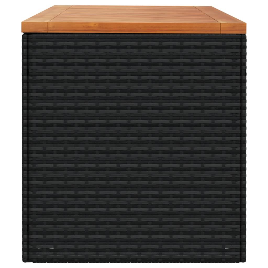 Tuinbox 220x50x54 cm poly rattan en acaciahout zwart - Afbeelding 5