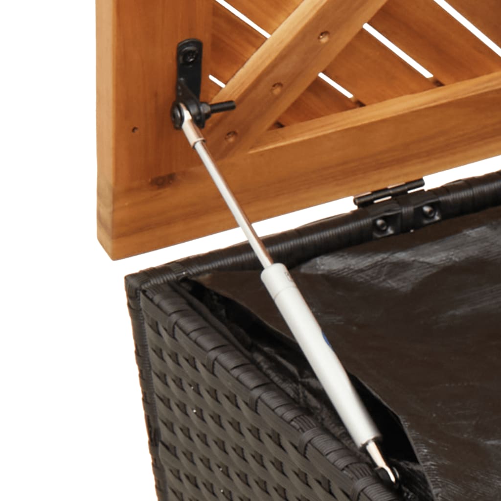 Tuinbox 220x50x54 cm poly rattan en acaciahout zwart - Afbeelding 8