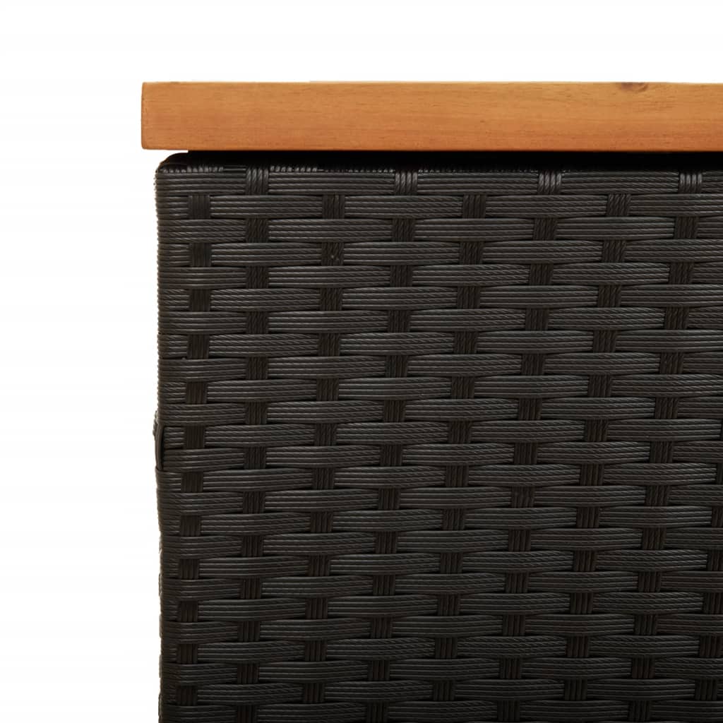 Tuinbox 220x50x54 cm poly rattan en acaciahout zwart - Afbeelding 9