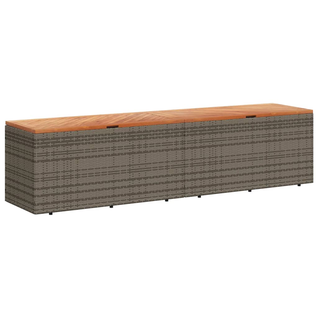 Tuinbox 220x50x54 cm poly rattan en acaciahout grijs - Afbeelding 2