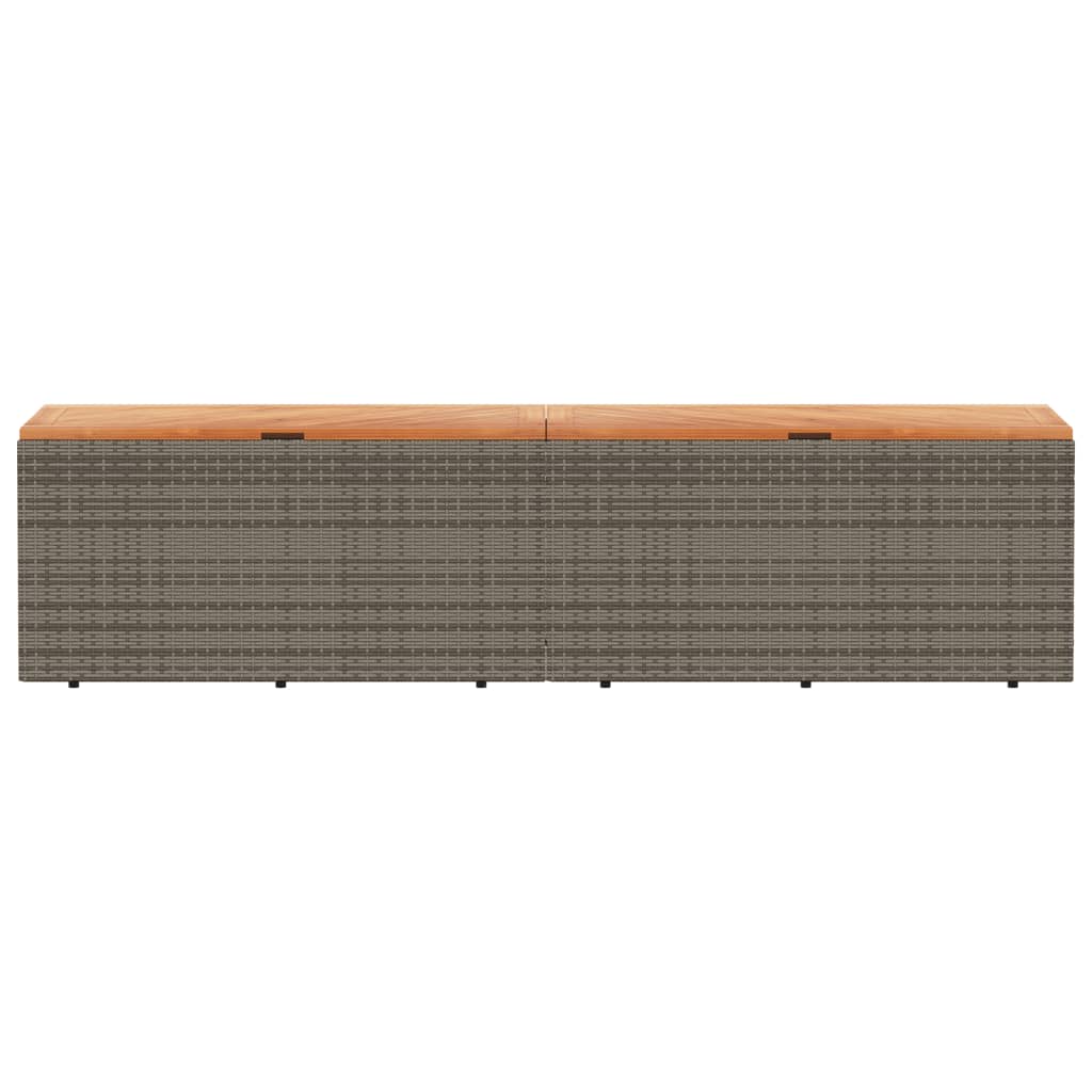 Tuinbox 220x50x54 cm poly rattan en acaciahout grijs - Afbeelding 4