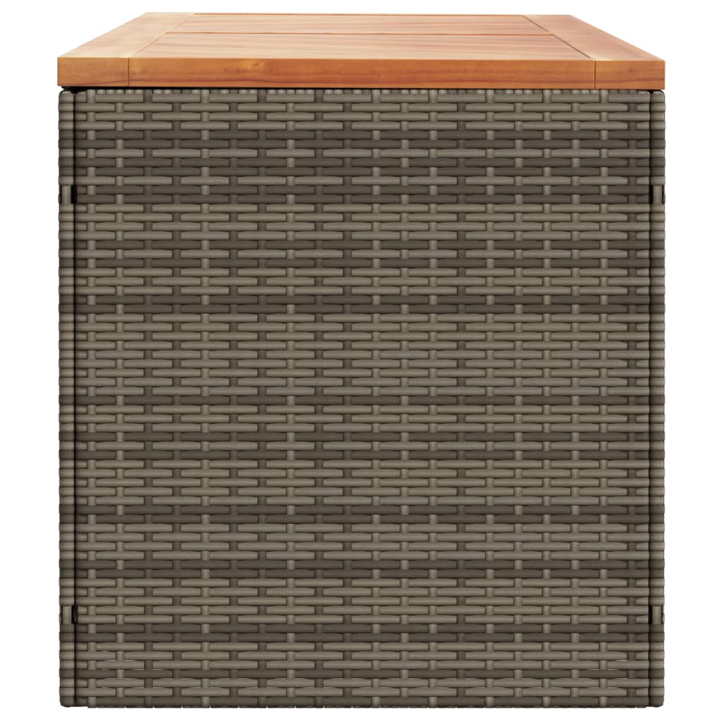 Tuinbox 220x50x54 cm poly rattan en acaciahout grijs - Afbeelding 5
