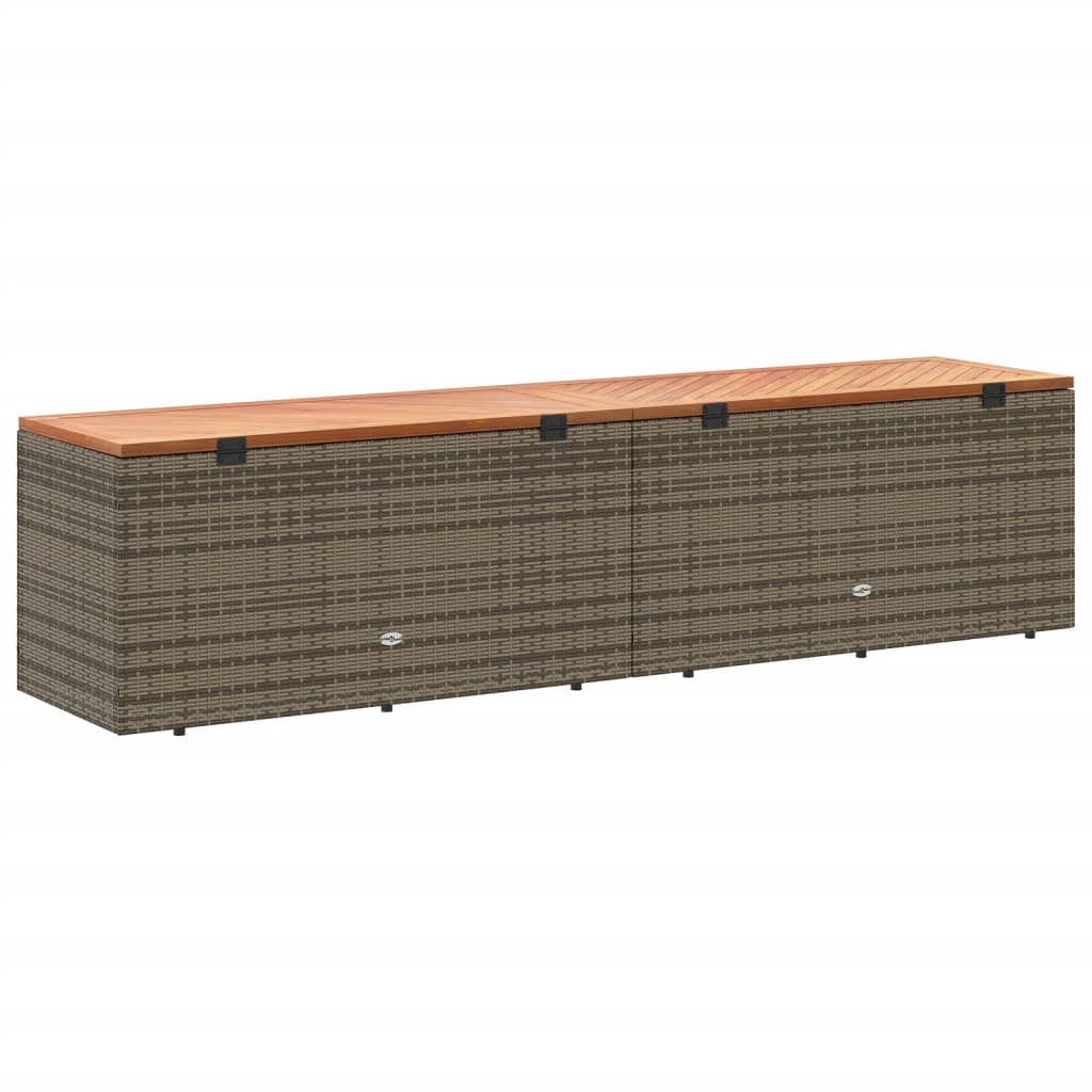 Tuinbox 220x50x54 cm poly rattan en acaciahout grijs - Afbeelding 6