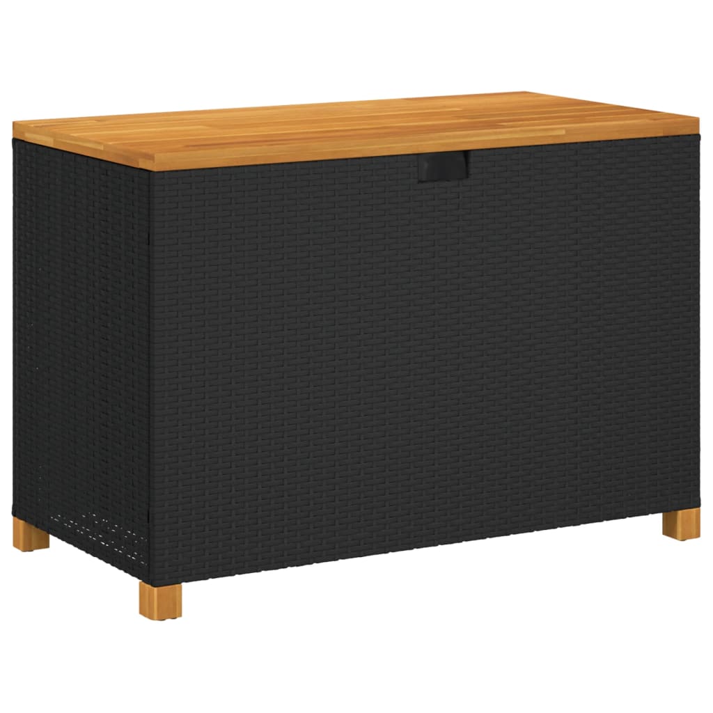 Tuinbox 110x55x63 cm poly rattan en acaciahout zwart - Afbeelding 2